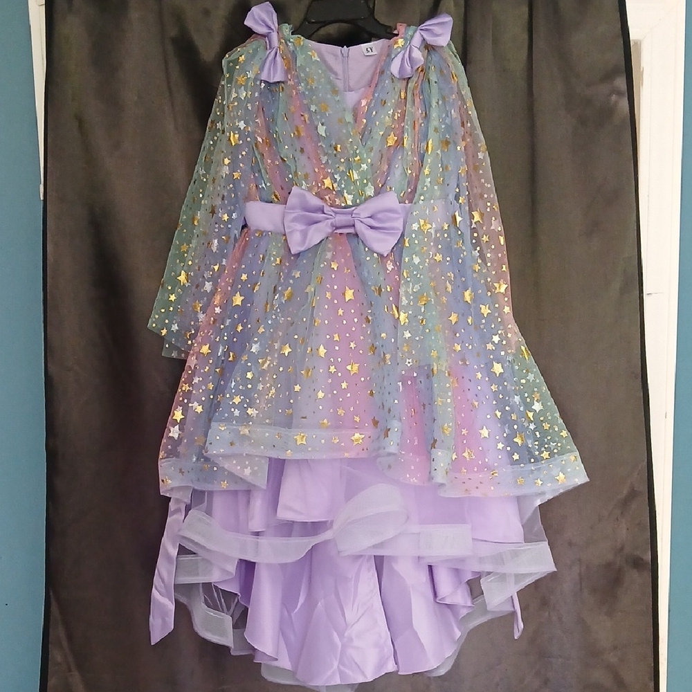 Girls Lavender Star Tulle Costume Dress with Bow